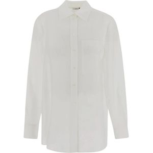 Lardini, Blouses & Shirts, Dames, Wit, 2Xs, Linnen, Klassieke linnen damesoverhemd met zak