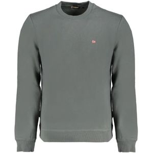 Napapijri, Sweatshirts & Hoodies, Heren, Groen, M, Katoen, Groene Katoenen Trui