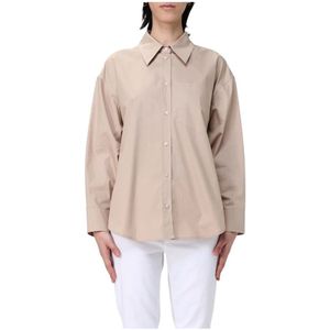 Dondup, Blouses & Shirts, Dames, Beige, XS, Katoen, Macramé Shirt met Klassieke Kraag