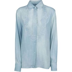 Ermanno Scervino, Blouses & Shirts, Dames, Blauw, S, Lichtblauw Button-Up Shirt