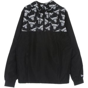New Era, Sweatshirts & Hoodies, Heren, Zwart, M, Polyester, Chicago Bulls Logo Windbreaker Jas