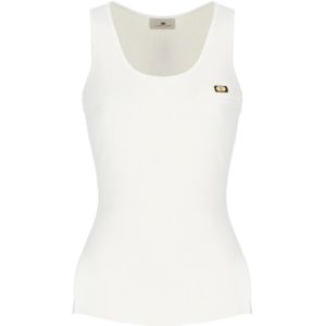 Elisabetta Franchi, Tops, Dames, Beige, XS, Ivoor Mouwloze Top met wijde hals