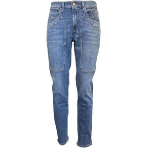 Jeckerson, Jeans, Heren, Blauw, W35, Katoen, Slim Fit Heren Jeans met Patches