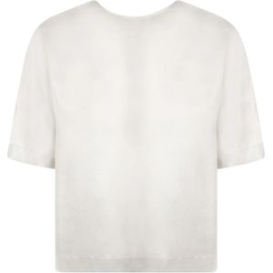 Giorgio Armani, Blouses & Shirts, Dames, Grijs, M, Elegante Zijden Blouse met Ellebooglengte Mouwen