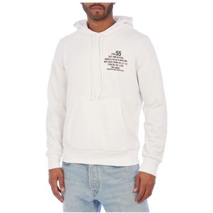 Diesel, Sweatshirts & Hoodies, Heren, Wit, S, Katoen, Moderne Hoodie met Tekst Design