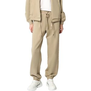 Max Mara, Broeken, Dames, Beige, L, Satijn, Sportieve Stijl Satijnen Accent Broek
