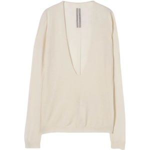 Rick Owens, Truien, Dames, Beige, XS, Beige Zijden V-Hals Vest