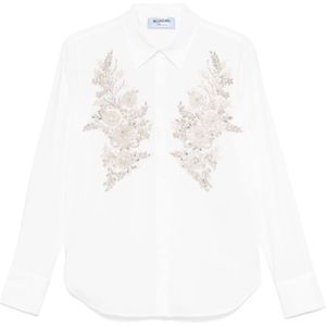 Blugirl, Blouses & Shirts, Dames, Beige, M, Katoen, Witte Katoenen Shirt voor Vrouwen