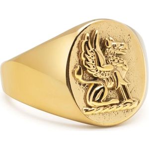 Nialaya, Accessoires, Heren, Geel, 64 MM, Leeuwenkop zegelring