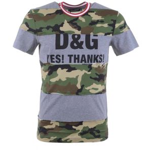 Dolce & Gabbana, Tops, Heren, Veelkleurig, 2Xs, Camouflage T-shirt met korte mouwen