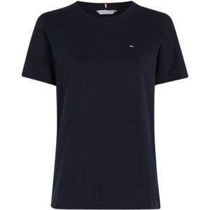 Tommy Hilfiger, Tops, Dames, Blauw, XL, Katoen, Modern Regular C-Nk T-Shirt