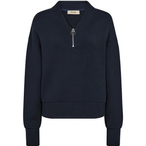 MOS Mosh, Sweatshirts & Hoodies, Dames, Blauw, XL, Polyester, Sweatshirt met ritssluiting en V-hals