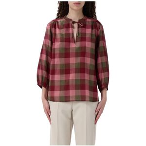 Woolrich, Blouses & Shirts, Dames, Veelkleurig, XS, Roze Gebreide Trui met Geribbelde Details