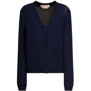 Marni, Truien, Dames, Blauw, M, Wol, Marineblauwe Gebreide Trui