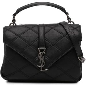 Yves Saint Laurent Vintage, Pre-owned, Dames, Zwart, ONE Size, Leer, Tweedehands leren handtassen