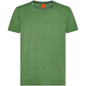 Sun68, Tops, Heren, Groen, M, Katoen, Groene Special Dye Katoenen T-shirt