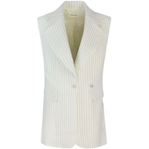 P.a.r.o.s.h., Jassen, Dames, Wit, XS, Wol, Oversized Dubbelbreasted Wollen Vest