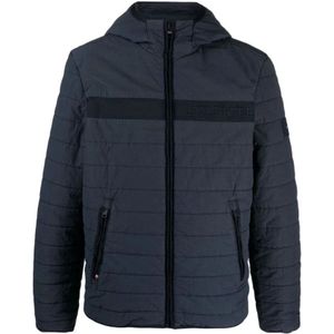 Tommy Hilfiger, Jassen, Heren, Blauw, L, Gewatteerde Jas met Capuchon