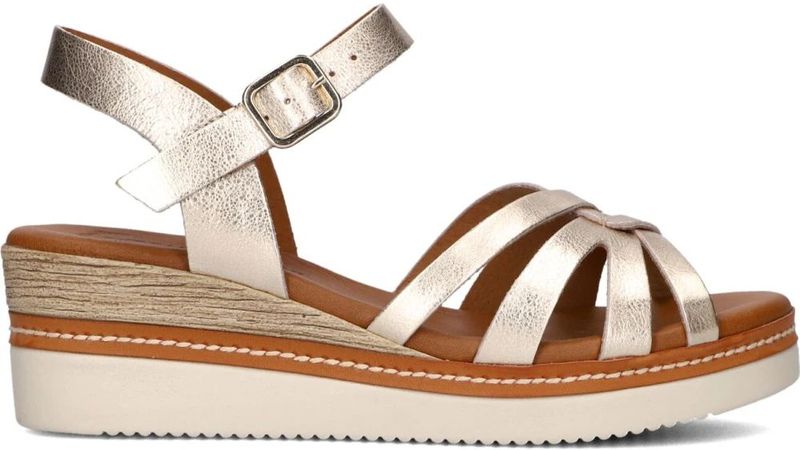 Stefano Lauran, Schoenen, Dames, Geel, 39 EU, Leer, Gouden Geknoopte Dames Sandalen