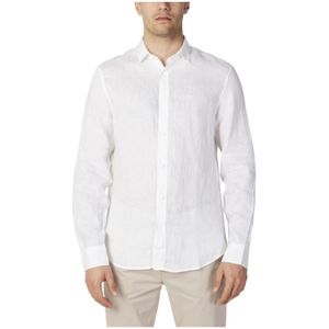 Armani Exchange, Overhemden, Heren, Wit, 2Xl, Linnen, Klassiek Wit Linnen Overhemd
