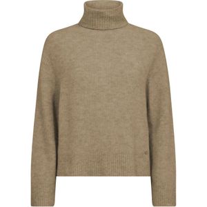 MOS Mosh, Truien, Dames, Beige, XL, Wol, Zachte Gebreide Coltrui Tannin