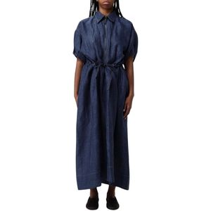 Brunello Cucinelli, Kleedjes, Dames, Blauw, XS, Blauwe Maxi Jurk Met Rits