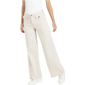 Mac, Jeans, Dames, Beige, 2Xl, Katoen, Wijde Pijp Ivoor Broek Dream 5442/00