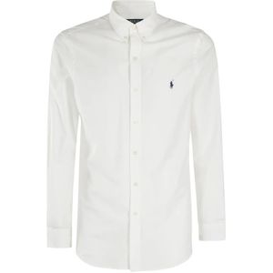 Polo Ralph Lauren, Overhemden, Heren, Wit, XL, Katoen, Witte Stretch Katoenen Popeline Overhemd