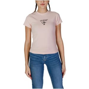 Guess, Tops, Dames, Roze, M, Katoen, Roze Korte Mouw T-shirt