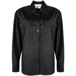 Silvian Heach, Blouses & Shirts, Dames, Zwart, M, Katoen, Losvallend overhemd met knopen