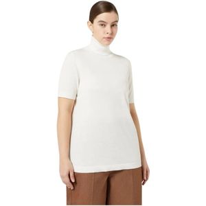 Marina Rinaldi, Truien, Dames, Wit, S, Kasjmier, Witte Sweater veelzijdig rasato recht
