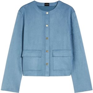 Pennyblack, Jassen, Dames, Blauw, L, Polyester, Blauw Fluweel Jas Ardea