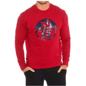 North Sails, Sweatshirts & Hoodies, Heren, Rood, M, Nylon, Geribbelde Ronde Hals Sweater