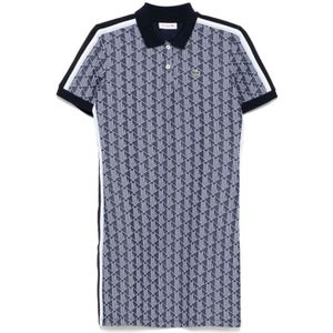 Lacoste, Tops, Dames, Blauw, S, Katoen, Blauw Gestreept Poloshirt