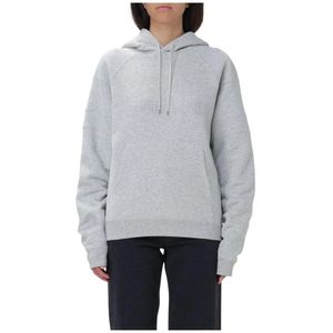 Saint Laurent, Sweatshirts & Hoodies, Dames, Grijs, S, Katoen, Grijze Logo Hoodie