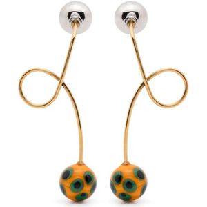 Dries Van Noten, Accessoires, Dames, Veelkleurig, ONE Size, Goudkleurige Drop Oorbellen voor gepiercete oren