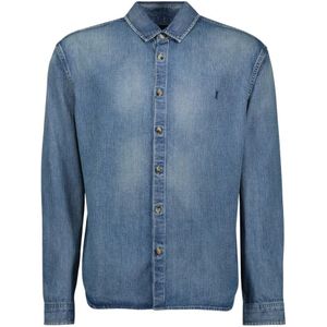Saint Laurent, Overhemden, Heren, Blauw, S, Denim, Denim Cassandre Shirt Lente-Zomer 2025