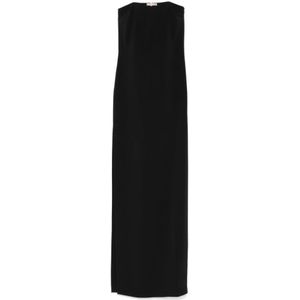Elisabetta Franchi, Kleedjes, Dames, Zwart, L, Zwarte Strapless Jurk met Zijsplit
