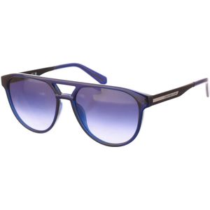 Calvin Klein, Accessoires, Dames, Blauw, ONE Size, Ovale Acetaat Zonnebril voor Mannen