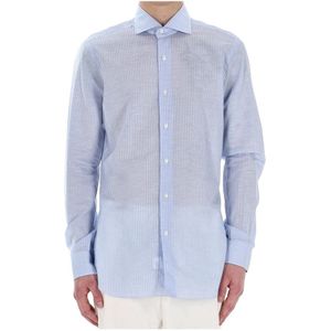 Barba, Overhemden, Heren, Blauw, 4Xl, Katoen, Heldere Blauwe Maatwerk Overhemd
