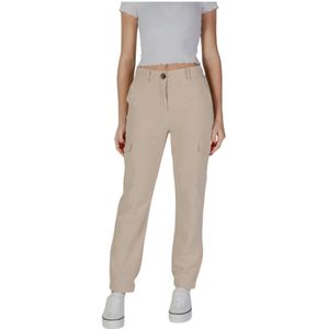 b.young, Broeken, Dames, Beige, S, Polyester, Beige Rits-Knoop Broek met Zakken