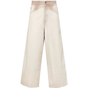 Federico Cina, Broeken, Dames, Wit, M, Katoen, Gebleekte Straight 5 Zakken Broek