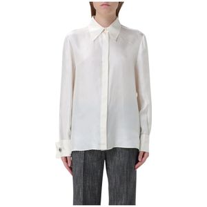 Alberta Ferretti, Blouses & Shirts, Dames, Wit, S, Elegante Zijden Blouse Shirt Manchetknopen