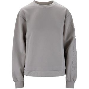 Woolrich, Sweatshirts & Hoodies, Dames, Grijs, S, Katoen, Pullover Sweatshirt met Reliëfmerklogo