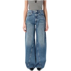 Anine Bing, Jeans, Dames, Blauw, W27, Denim, Blauwe Wide Leg Denim Jeans