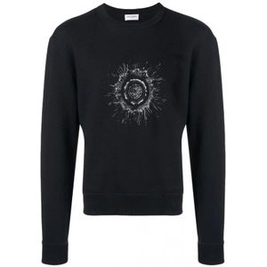 Saint Laurent, Sweatshirts & Hoodies, Heren, Zwart, S, Katoen, Logo Katoenen Sweatshirt