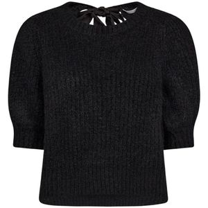 Co'Couture, Truien, Dames, Zwart, L, Wol, Bow Rib gebreide trui