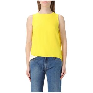 Msgm, Tops, Dames, Geel, XS, Gele Mouwloze Casual Top