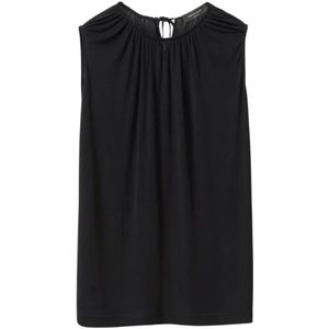 Fabiana Filippi, Tops, Dames, Zwart, L, Zwarte Mouwloze Jersey Top