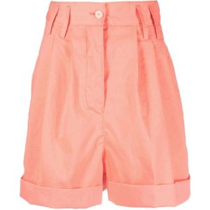 Forte Forte, Korte broeken, Dames, Rood, XS, Katoen, Rode Casual Bermuda Shorts